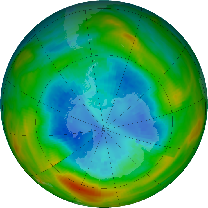Antarctic ozone map for 05 September 1982